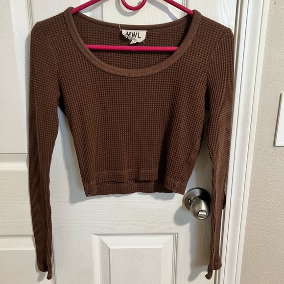 Long sleeve waffle cropped top - Picture 1 of 3